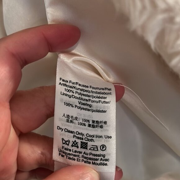 DKNY Faux Fur Short Jacket Coat Women’s S White - Picture 4 of 5